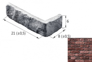 Старый Кирпич 09-25 угловой элемент бордовый (продается коробками)