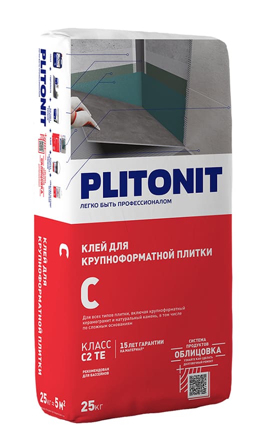 Клей Plitonit С, для крупноформатной плитки, 25 кг