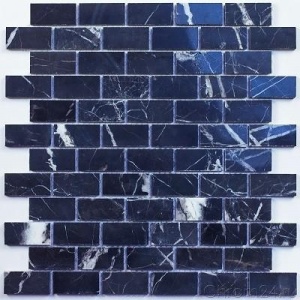 Мозаика Nero Marquina 300x300x7 полированная черная