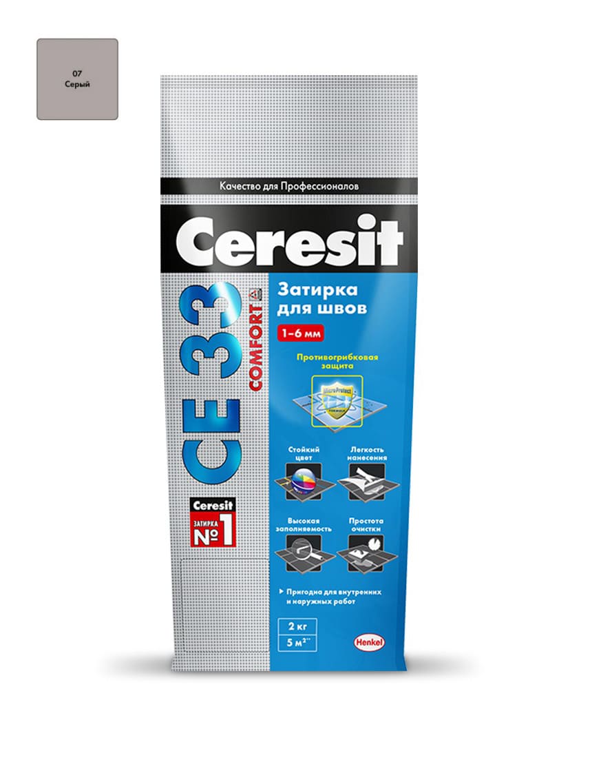 Затирка Ceresit CE33 Super №07 серая, 2 кг