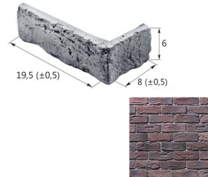 Шамотный Кирпич 12-28 угловой элемент бордовый (продается коробками)
