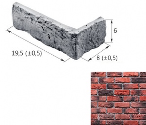 Шамотный Кирпич 12-03 угловой элемент красный (продается коробками)