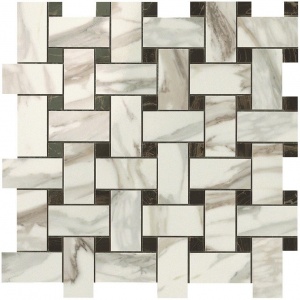 Мозаика Supernova Marble Calacatta Gold Twist Mosaic 305x305 белая