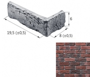 Шамотный Кирпич 12-27 угловой элемент бордовый (продается коробками)