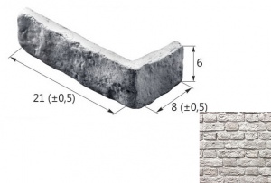 Старый Кирпич 09-06 угловой элемент белый (продается коробками)