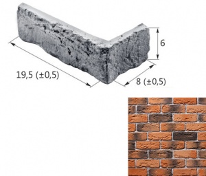 Шамотный Кирпич 12-17 угловой элемент оранжевый (продается коробками)