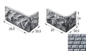 Колотый Камень Большой 02-02 угловой элемент серый (продается коробками)