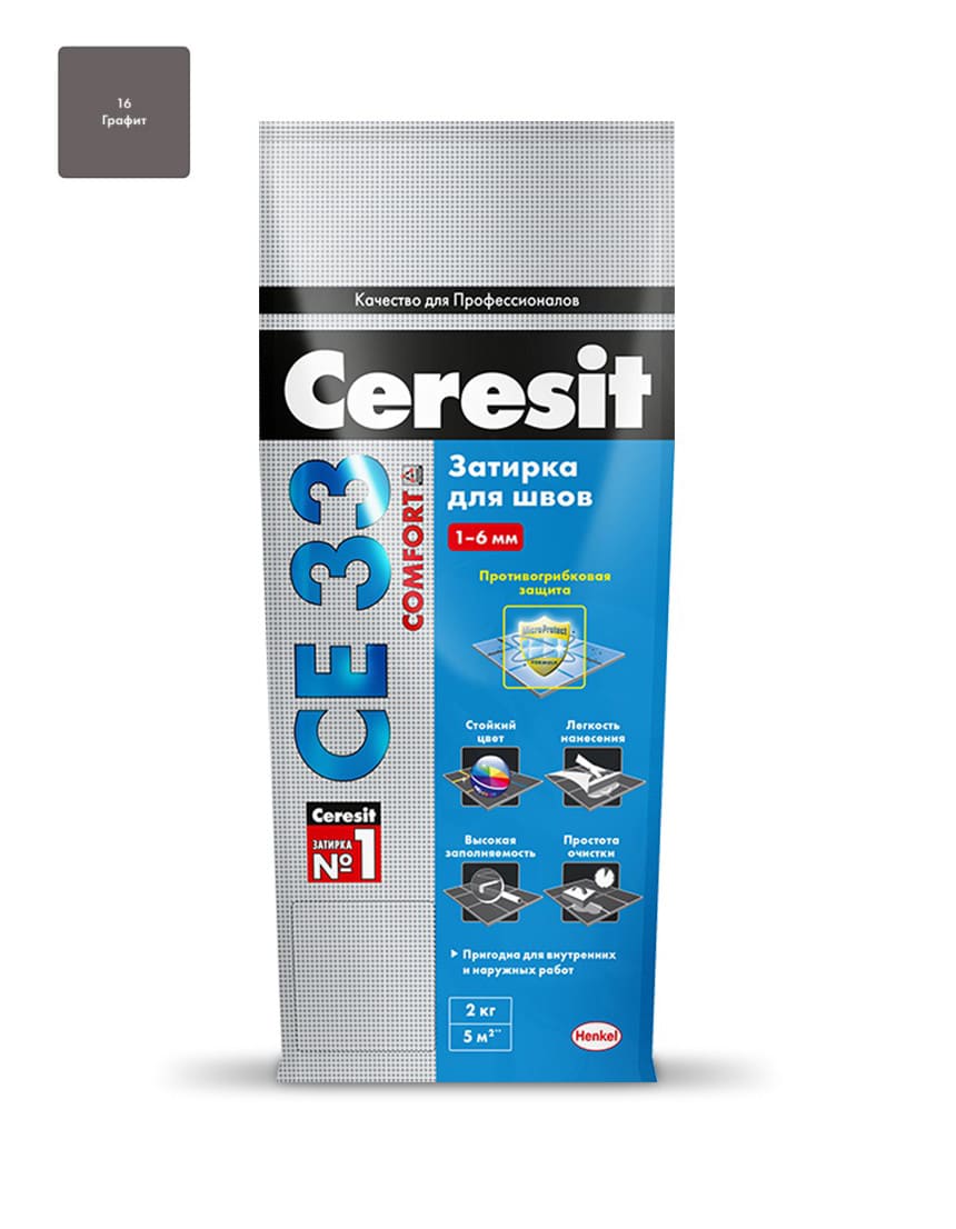 Затирка Ceresit CE33 Super №16 графит, 2 кг