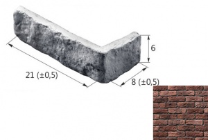Старый Кирпич 09-23 угловой элемент бордовый (продается коробками)