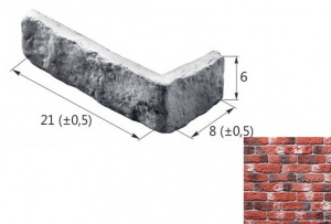 Старый Кирпич 09-16 угловой элемент красный (продается коробками)