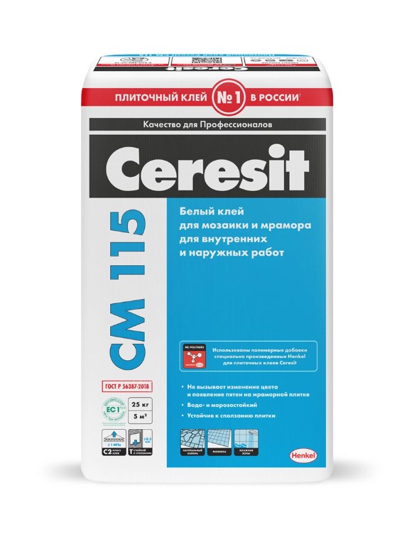 Клей для мозаики и мрамора Ceresit CM 115, 25 кг