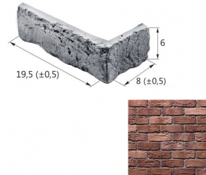 Шамотный Кирпич 12-14 угловой элемент коричневый (продается коробками)