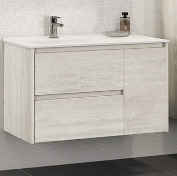 Тумба Бремен-90 дуб белый + раковина Comforty 9090EL фото