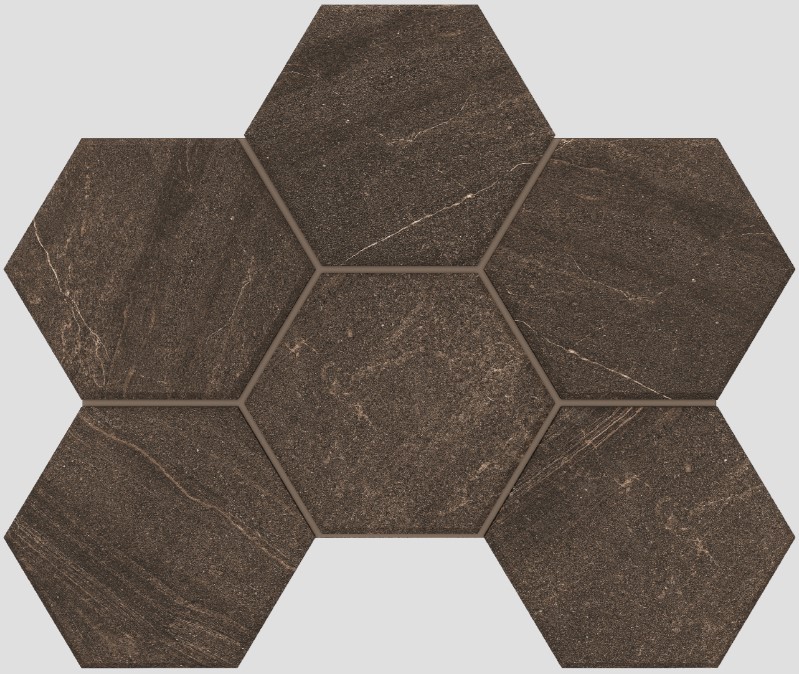 Мозаика Gabbro Brown Hexagon 250x285 неполированная GB04