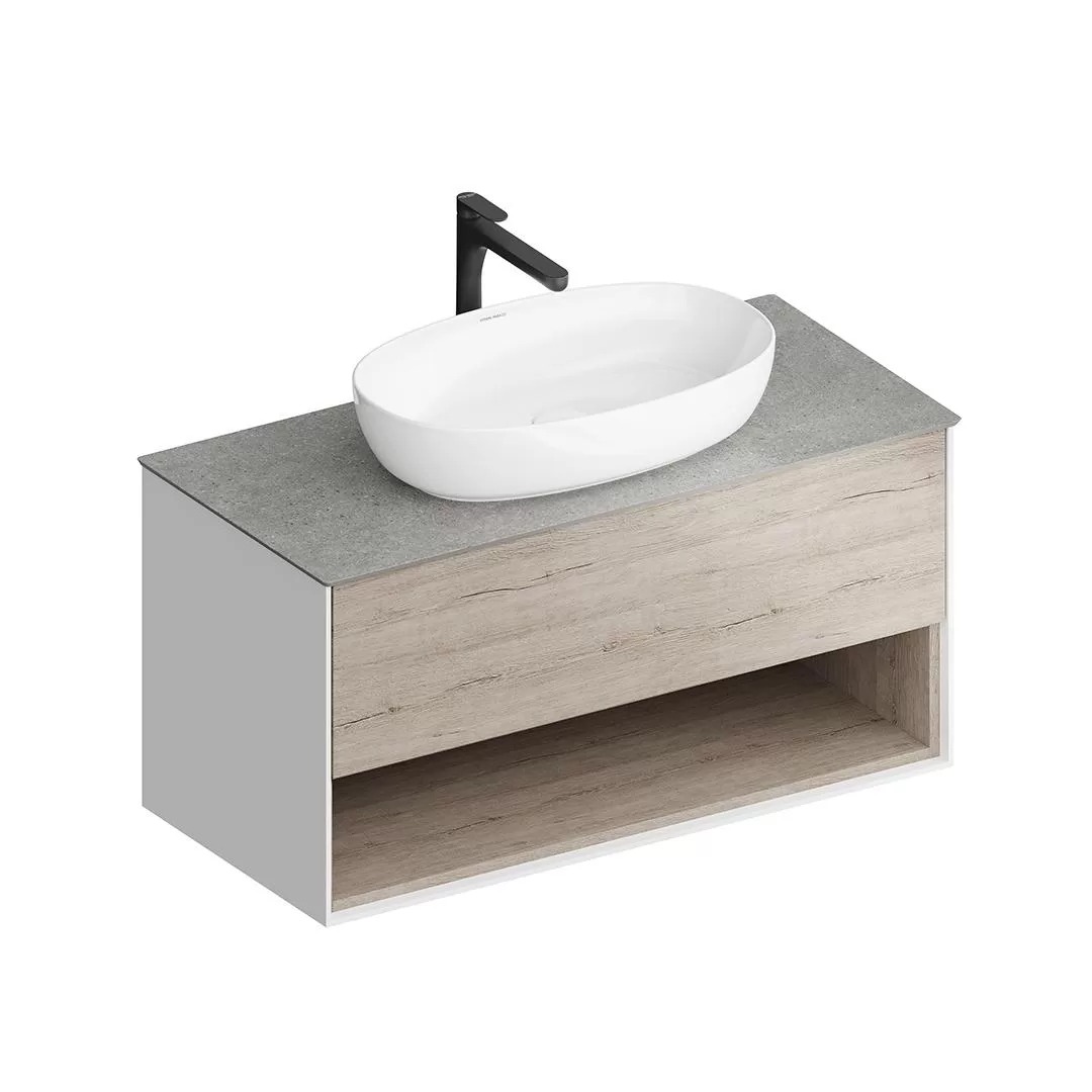 Тумба Plaza Modern 100 (подвесная с ящиком и полкой для столешниц PL1, PL2, PL5) дуб Орегон PLB.M.100.1\OAK.O фото