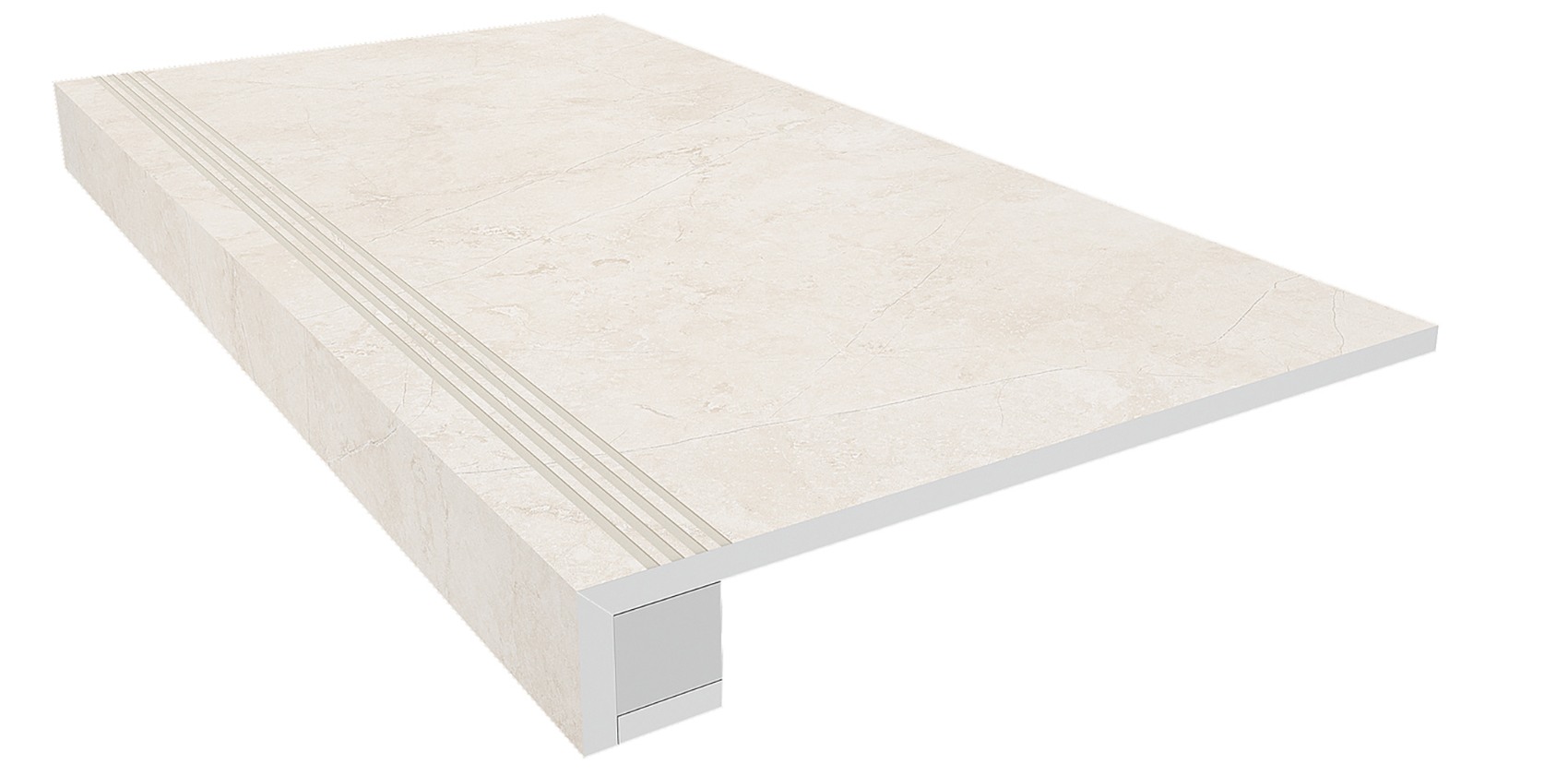 Ступень Marmulla Ivory 330x1200 (прямоугольный бортик) с насечками+подступенок 145x1200 неполир. MA00