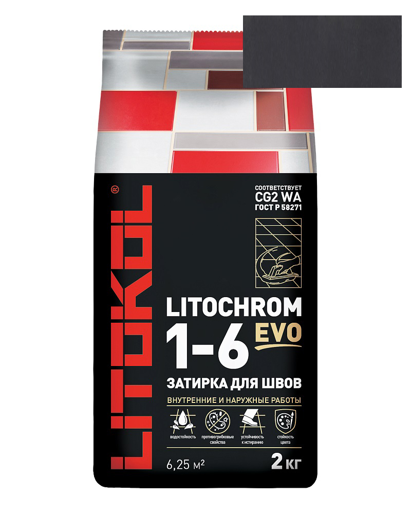 Затирка Litochrom Evo 1-6 LE.145 черный уголь (2 кг)