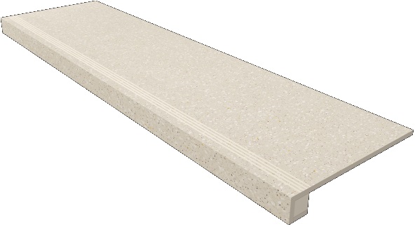 Ступень Cosmos Beige 330x1200 (прямоугольный бортик) с насечками+подступенок 145x1200 неполир. CM02