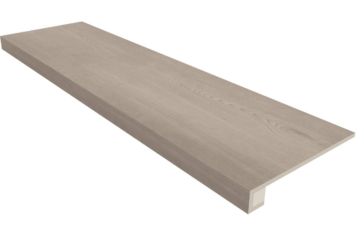 Ступень Classic Wood Light grey 330x1200 (прямоугольный бортик) без насечек+подступенок 145x1200 неполир. CW01