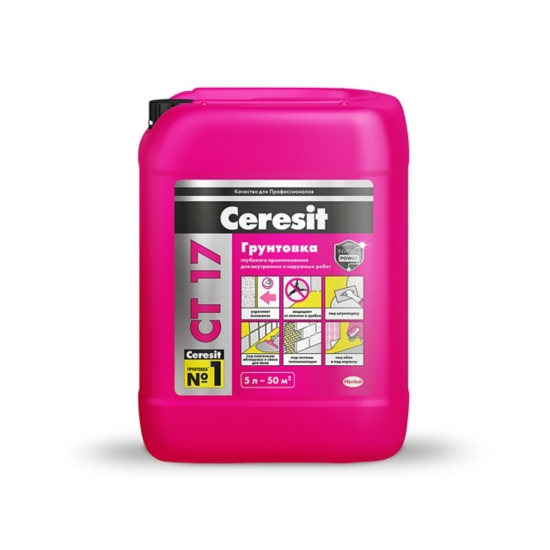 Грунтовка Ceresit CT17 PRO, глубокого проникновения, 5 л