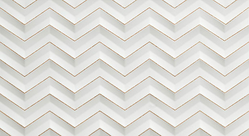 Декор настенный 3D White Chevron Glitter 305x560 белый