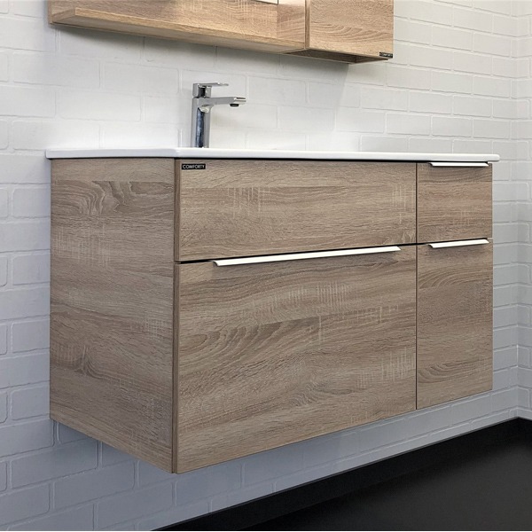 Тумба-умывальник Варна-90 дуб сонома с раковиной Comforty 9090EL 00-00009919CF фото