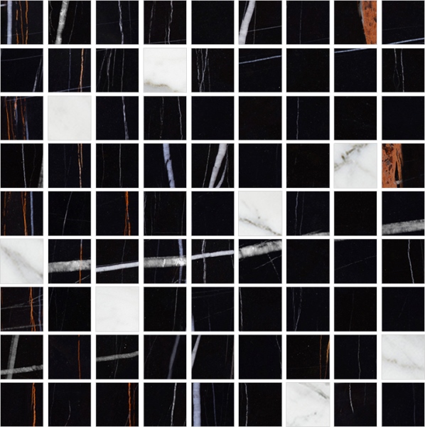 Мозаика Marble Trend Nero Dorato (Марбл Тренд Неро Дорато/Каррара) 300x300 черная K-1004(1000)/LR/m21