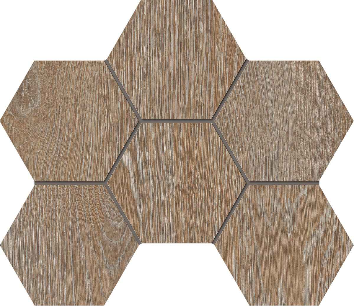 Мозаика Kraft Wood Rusty Beige Hexagon 250x285 структурированная KW01