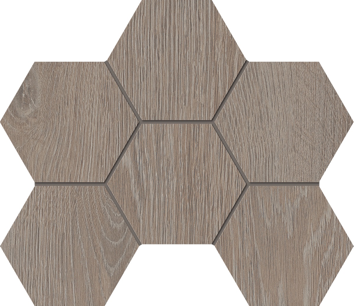 Мозаика Kraft Wood Light Grey Hexagon 250x285 структурированная KW02