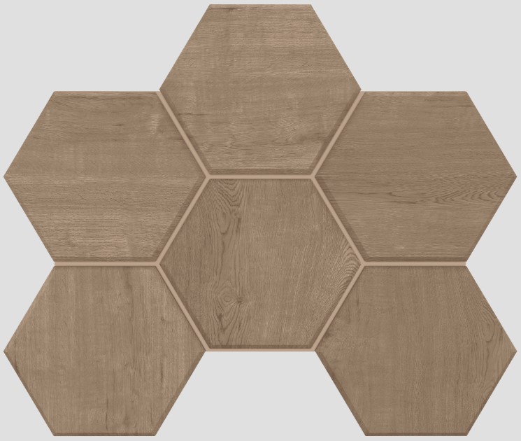 Мозаика Classic Wood Rusty Beige Hexagon 250x285 неполированная CW03