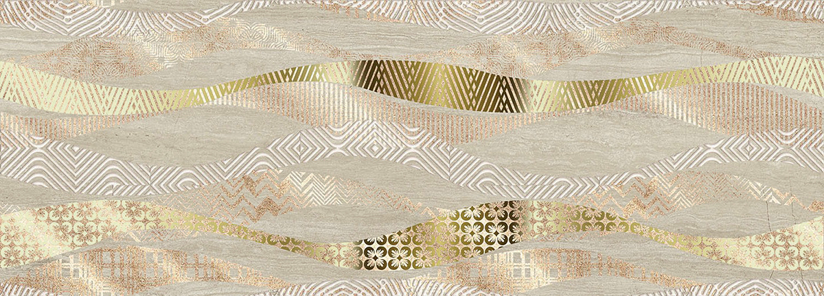 Декор настенный Trevi Beige Onda 251x709 бежевый фото
