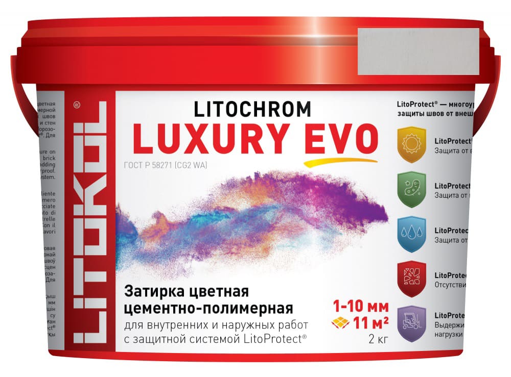 Затирка Litochrom 1-10 Luxury Evo LLE.100 пепельно-белый ведро 2 кг