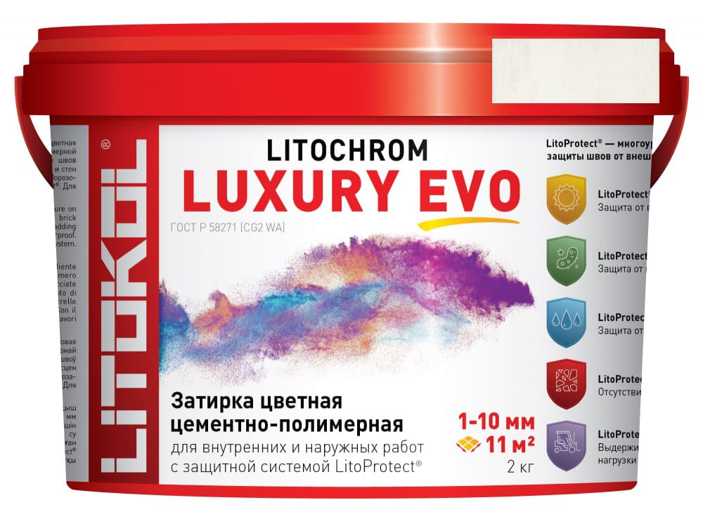 Затирка Litochrom 1-10 Luxury Evo LLE.200 белый ведро 2 кг