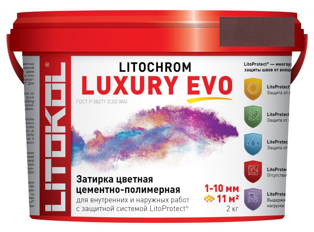 Затирка Litochrom 1-10 Luxury Evo LLE.340 красное дерево ведро 2 кг