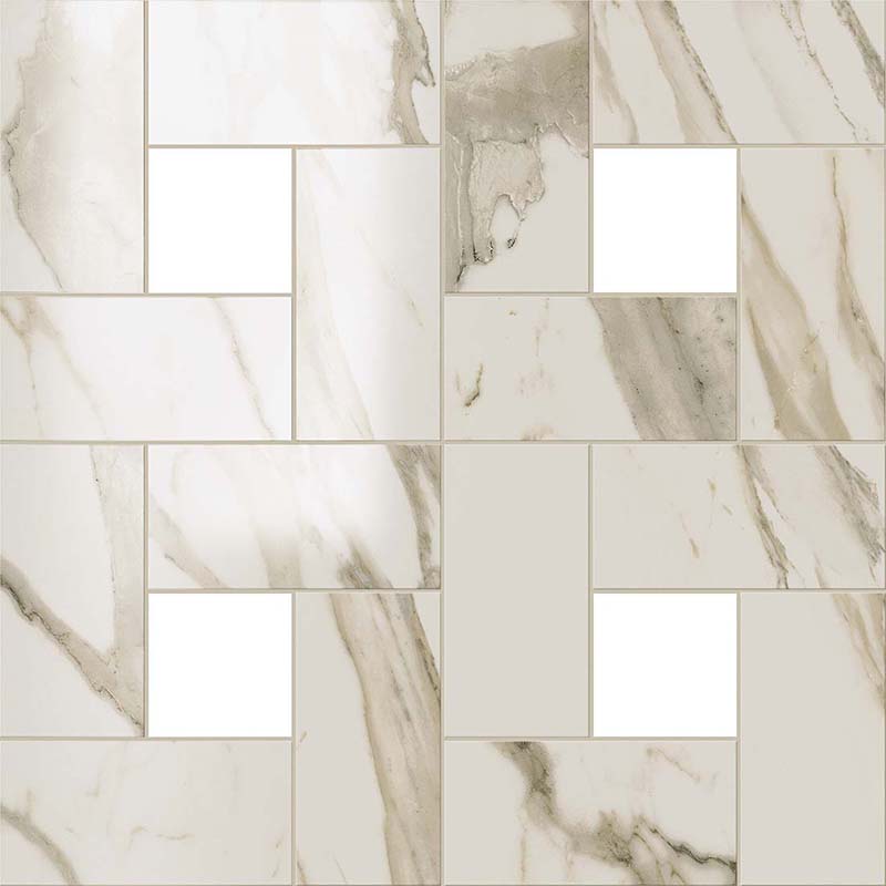 Мозаика Supernova Marble Calacatta Gold Mosaic Lap 450x450 белая