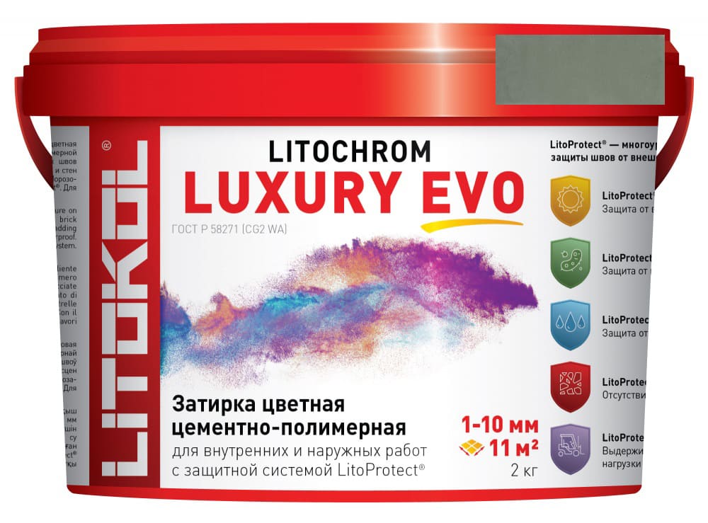 Затирка Litochrom 1-10 Luxury Evo LLE.385 нефрит ведро 2 кг