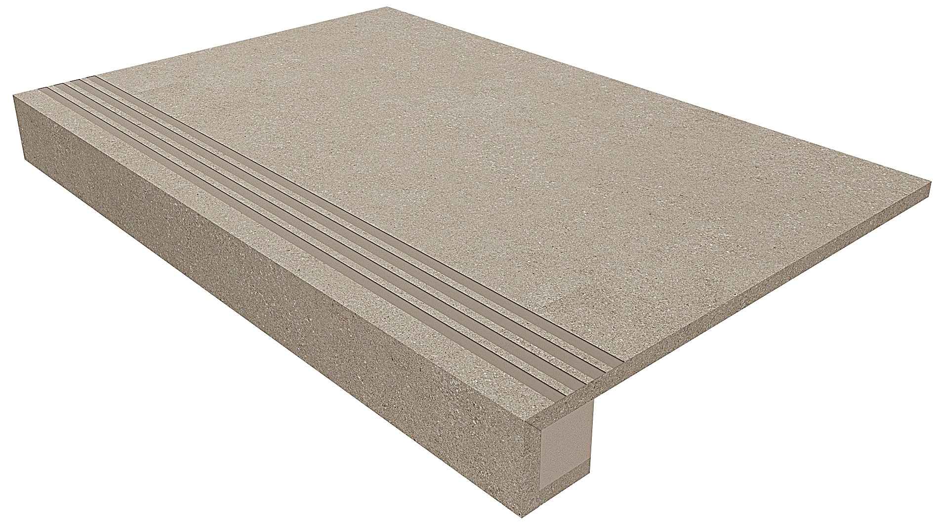 Ступень Terra Beige 330x1200 (прямоугольный бортик) с насечками+подступенок 145x1200 неполир. TE01