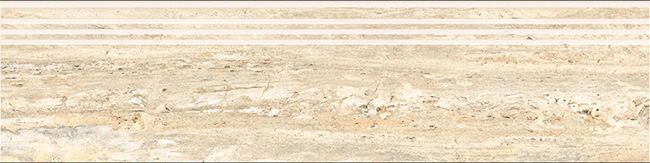 Ступень Травертин (Travertine) 300x1200 структурная SR бежевая