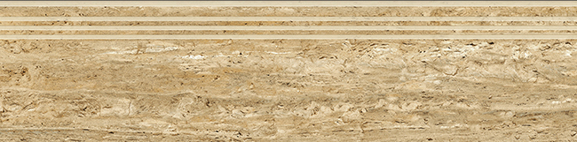 Ступень Травертин (Travertine) 300x1200 структурная SR медовая