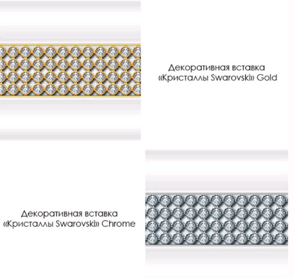 Горизонтальная вставка Кристаллы Swarovski на торцевую панель Конкорд 1800x1200 хром, золото (на выбор) 1-242-0-0-0-025 фото