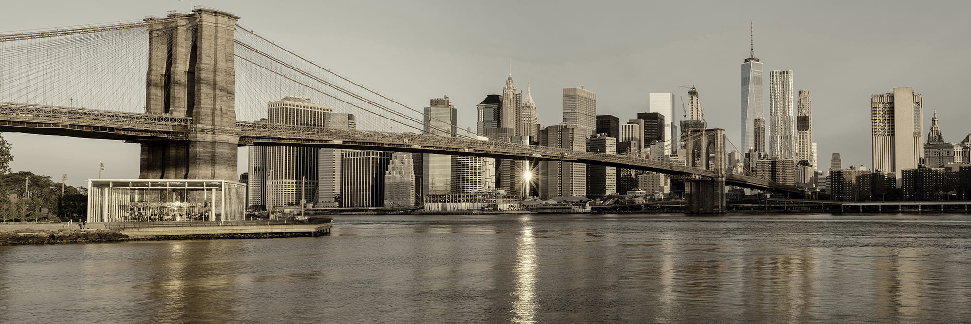 Картина Bridges View of the Brooklyn Bridge 500x1500 (стекло/АКП)