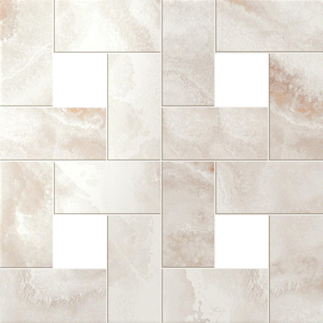 Мозаика Supernova Onyx Pure White Mosaic Lap 450x450 светло-бежевая