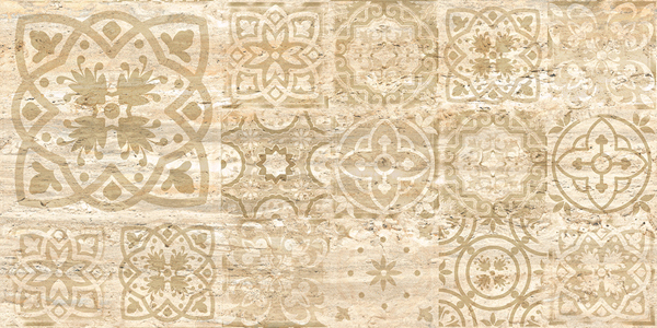 Керамогранит Травертин Декор (Travertine Decor) 600x1200 структурный бежевый CF036 SR