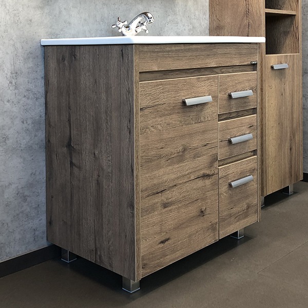 Тумба-умывальник Марио-75 дуб темный с раковиной Quadro 75 00-00004157CF фото