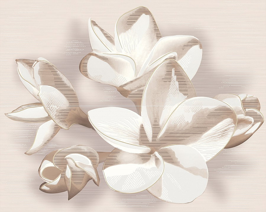 Панно настенное Amati Plumeria Beige 402x505 бежевое (комплект из 2 шт.)