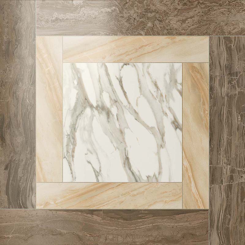 Декор Supernova Marble Cassettone Calacatta Gold Lap 590x590 бежевый