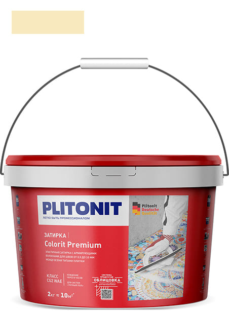 Затирка для швов Plitonit Colorit Premium биоцидная, светло-желтая (2 кг)