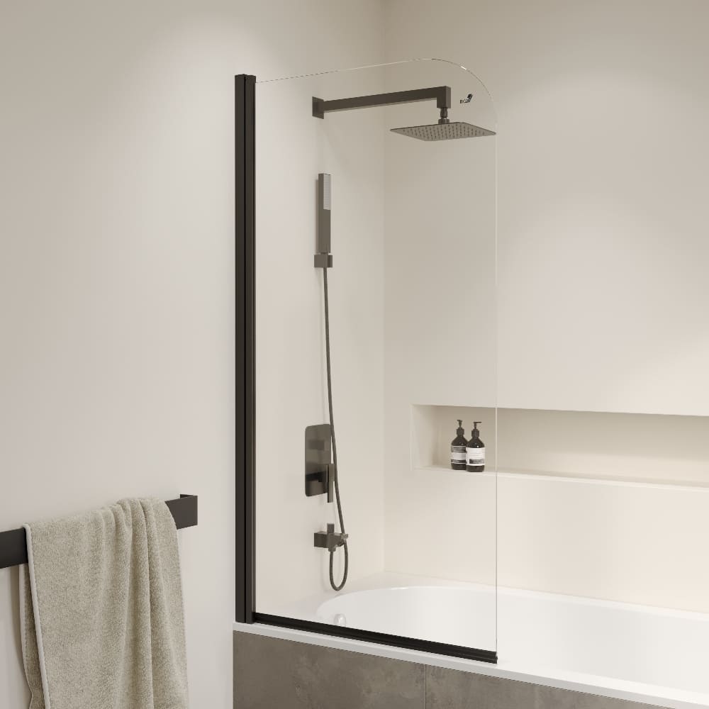 Шторка на ванну SC-109B 800x1500 (профиль: черный, стекло: прозрачное) 411110908-14 фото