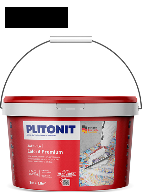 Затирка для швов Plitonit Colorit Premium биоцидная, черная (2 кг)