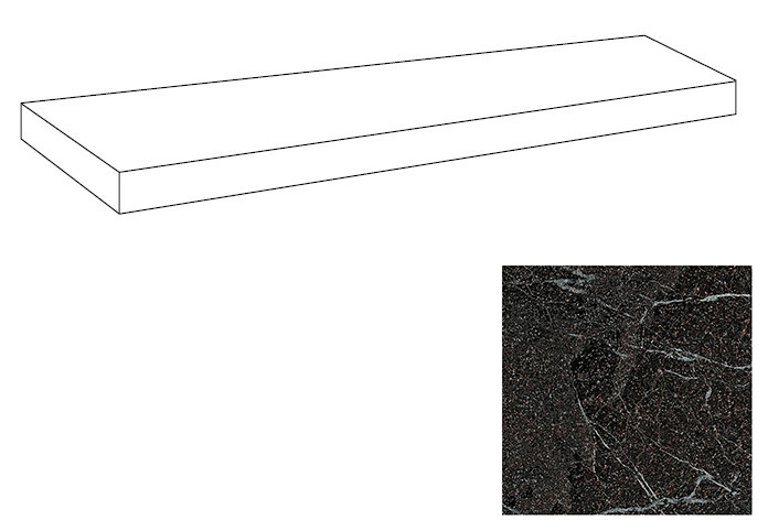 Ступень Volcano Antracite Scalino Angolare Sx 330x1200 левая черная